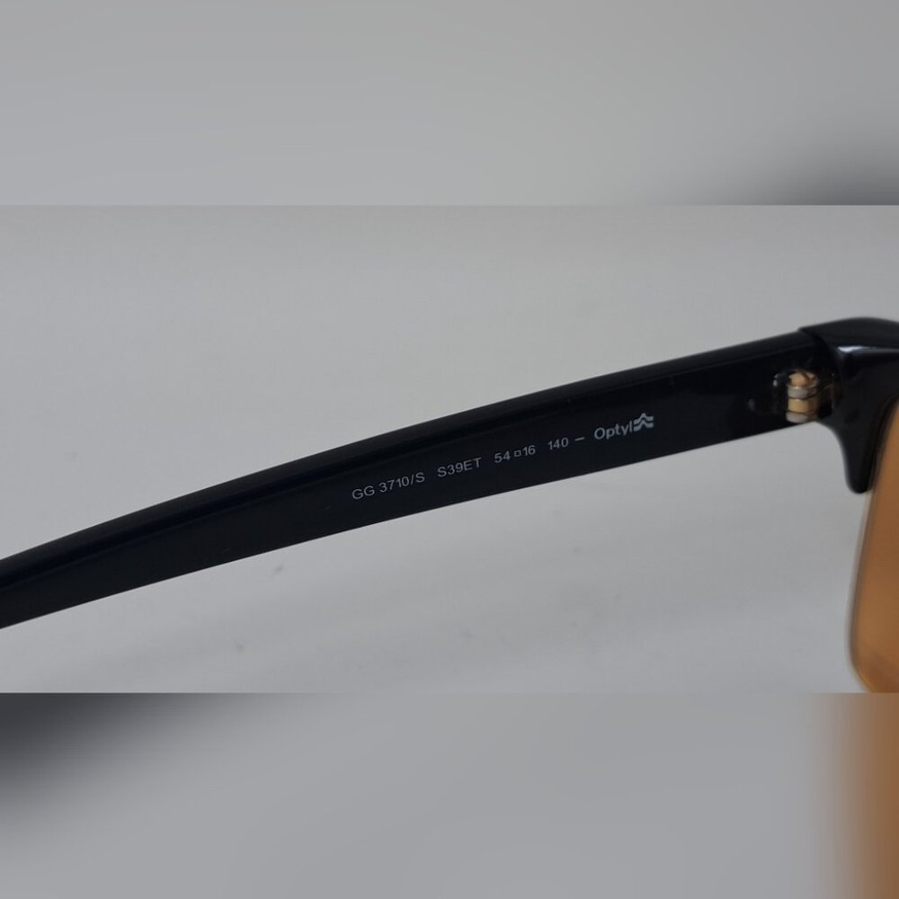 Gucci Men's Sunglasses Half Rim Wayfarer Yellow Gold Mirror GG3710/S 54-16-140 - Picture 3 of 16